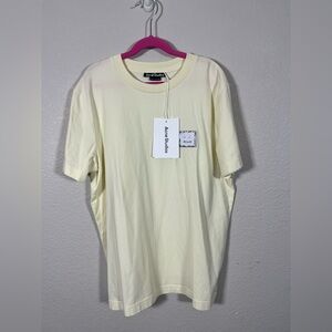 NWT Acne Ivory Light Yellow Top with Embroidered Face Patch Small